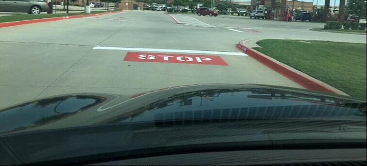 Stop sign on pavement Norman, Oklahoma